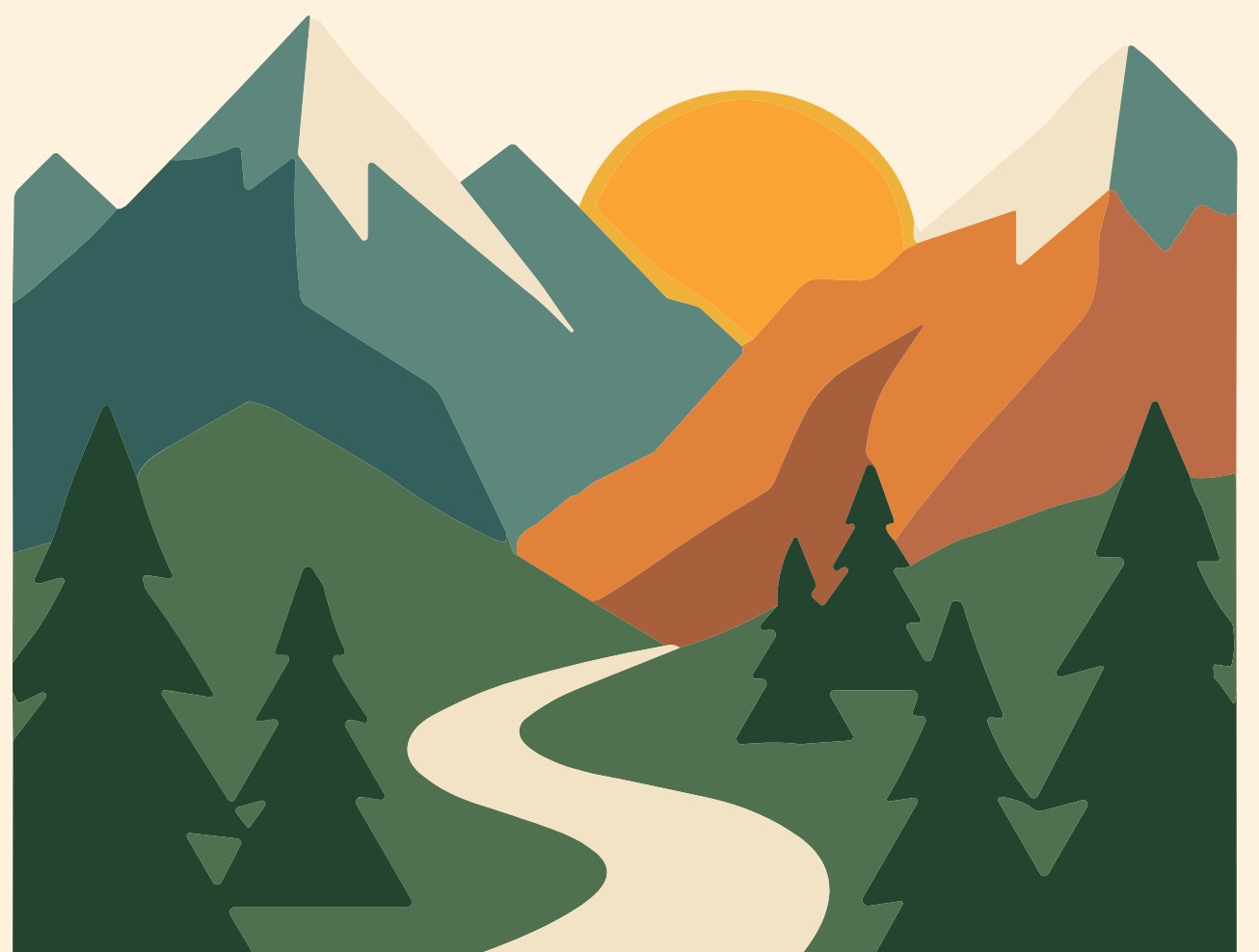 Retro illustration of the Smoky Mountains where Tin Can Camp Co is being built